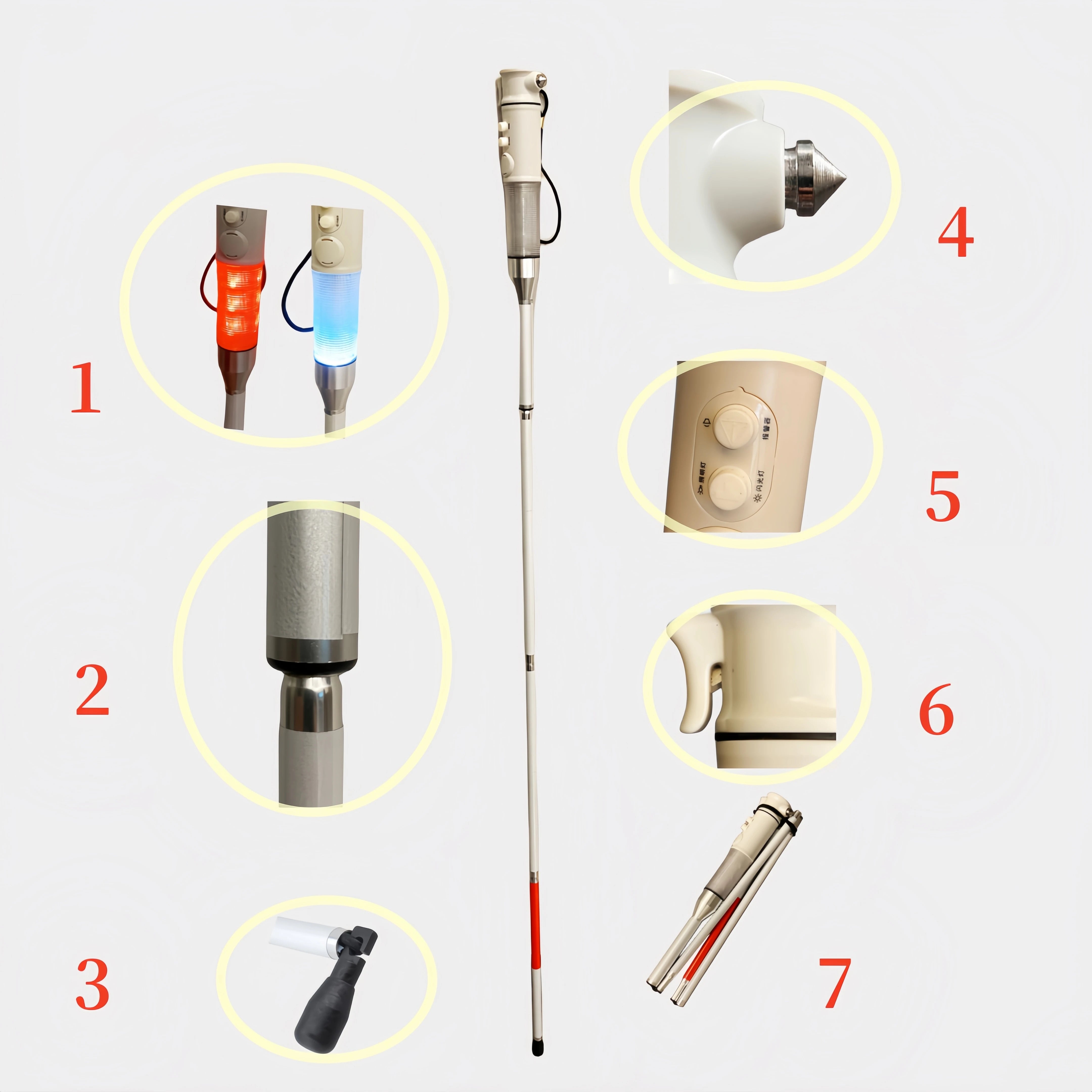 Canne pour aveugle avec Alarme - 135cm - Pliable et Télescopique