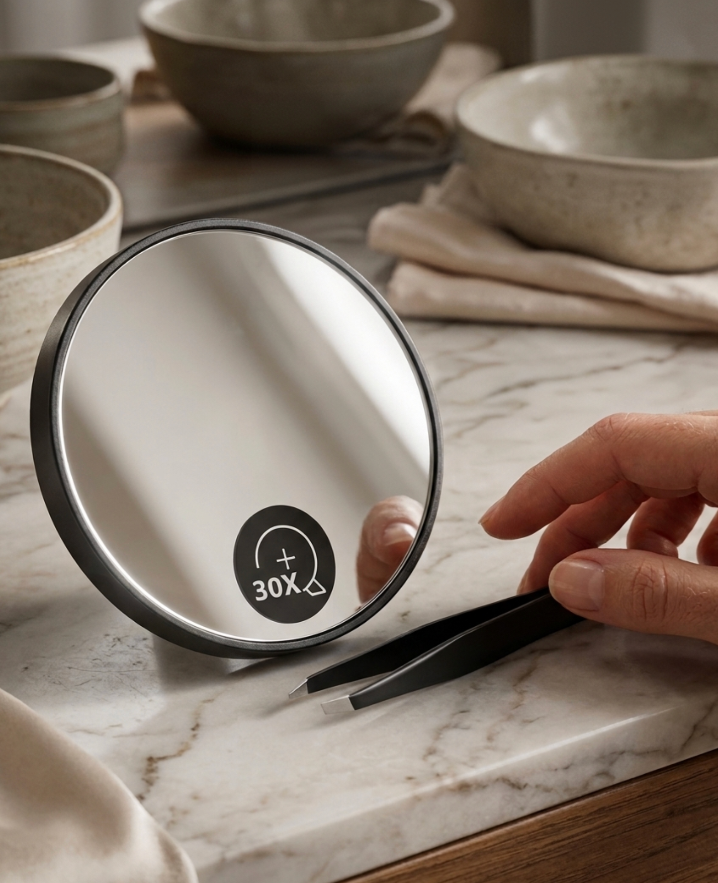 Miroir Grossissant 30X + Pince à Épiler