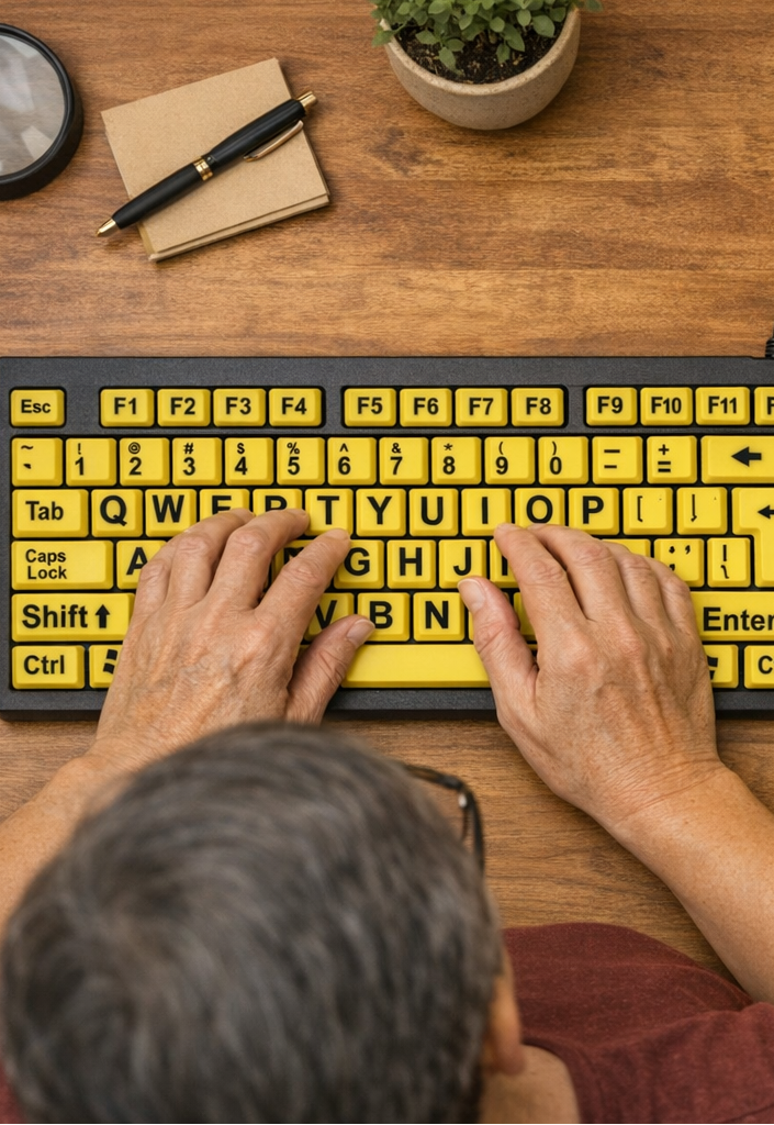 Clavier jaune contraste
