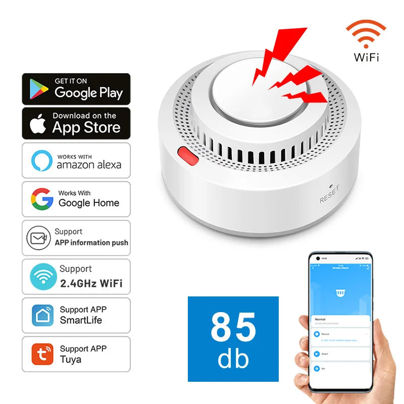 Détecteur de fumée connecté WiFi pour malvoyant et senior 