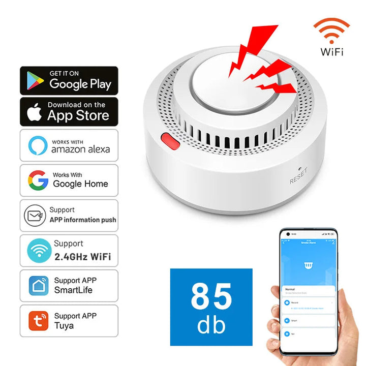 Détecteur de fumée connecté WiFi pour malvoyant et senior 