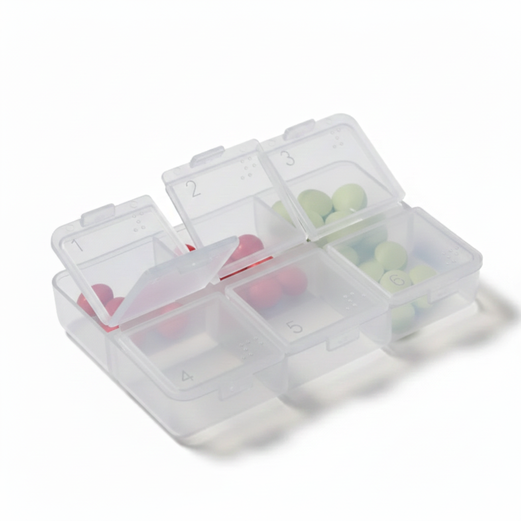 Pilulier braille - 6 cellules avec marquages braille