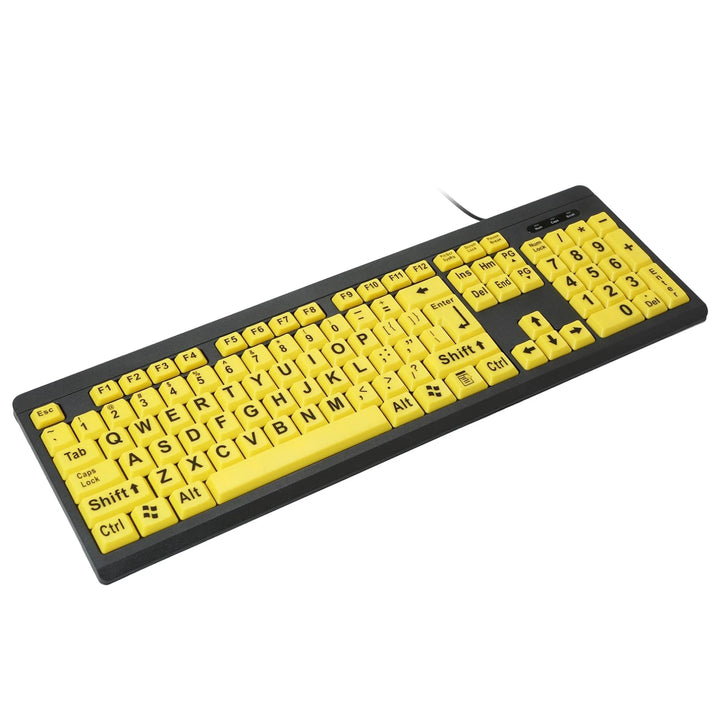 Clavier filaire noir à grands caractères jaunes QWERTY