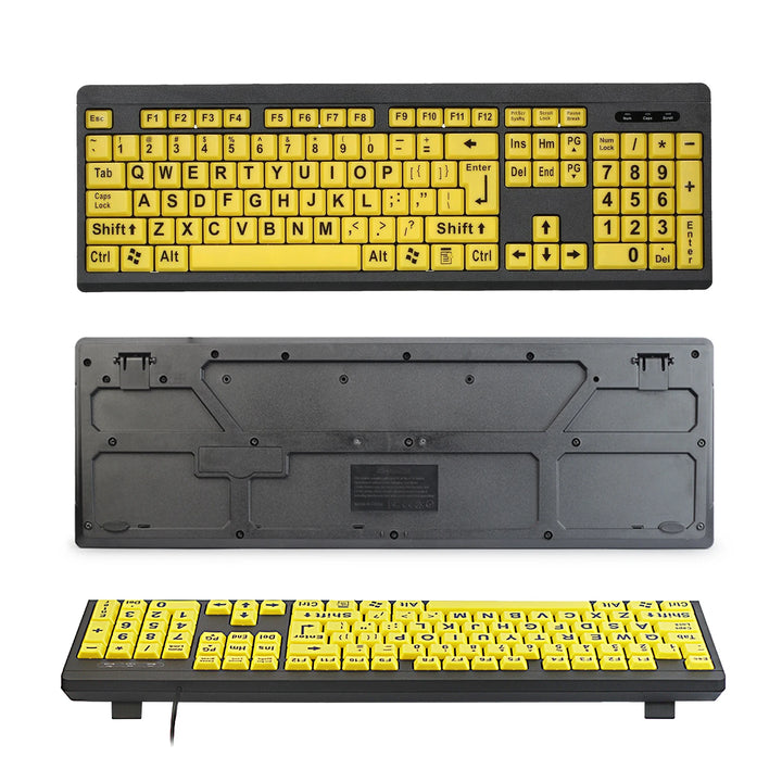 Clavier filaire noir à grands caractères jaunes QWERTY