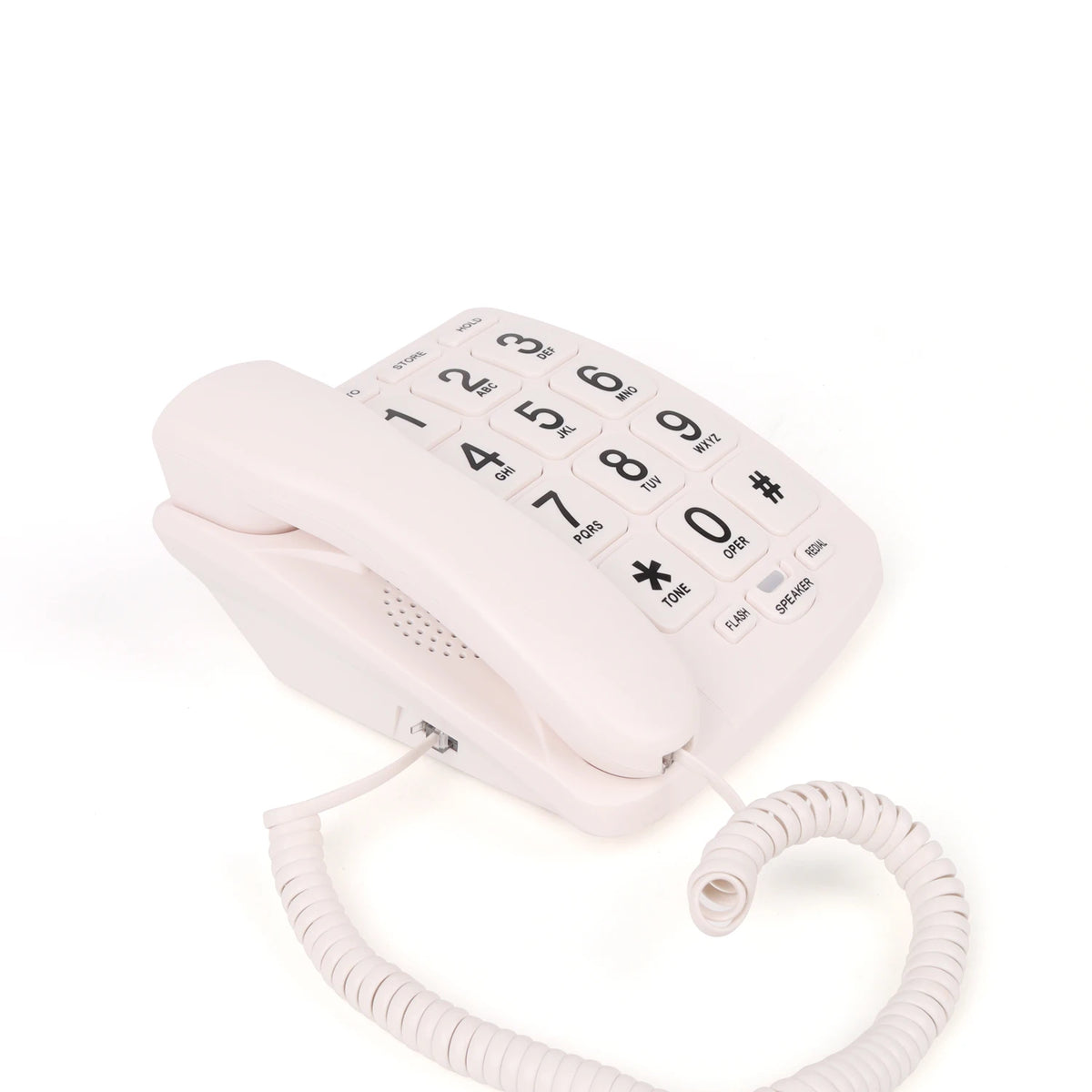 Téléphone fixe senior mains libres vu de côté