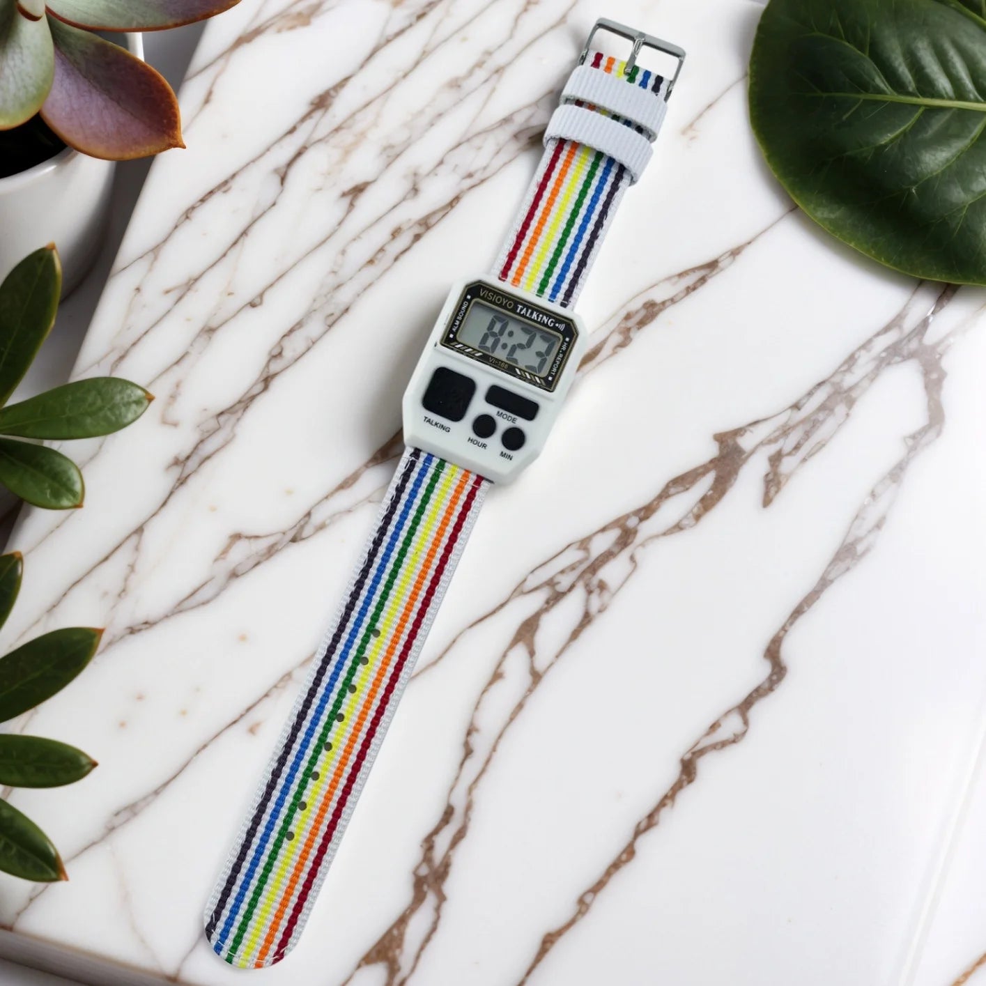 Montre Parlante Légère Française pour Aveugles – Alarme Vocale et Bracelets Inclus