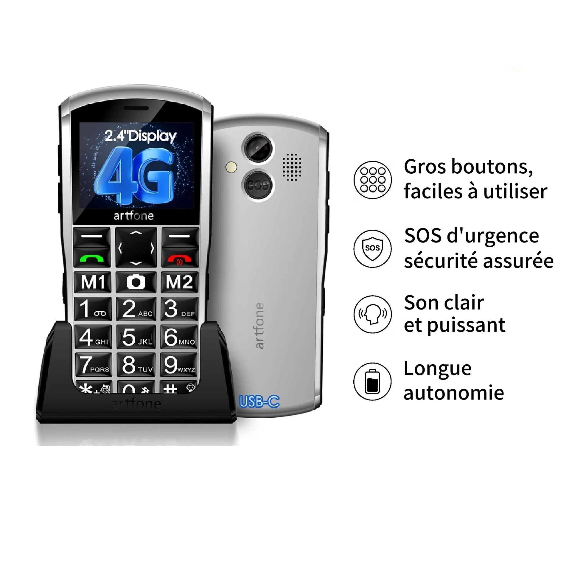 Téléphone portable malvoyant et senior