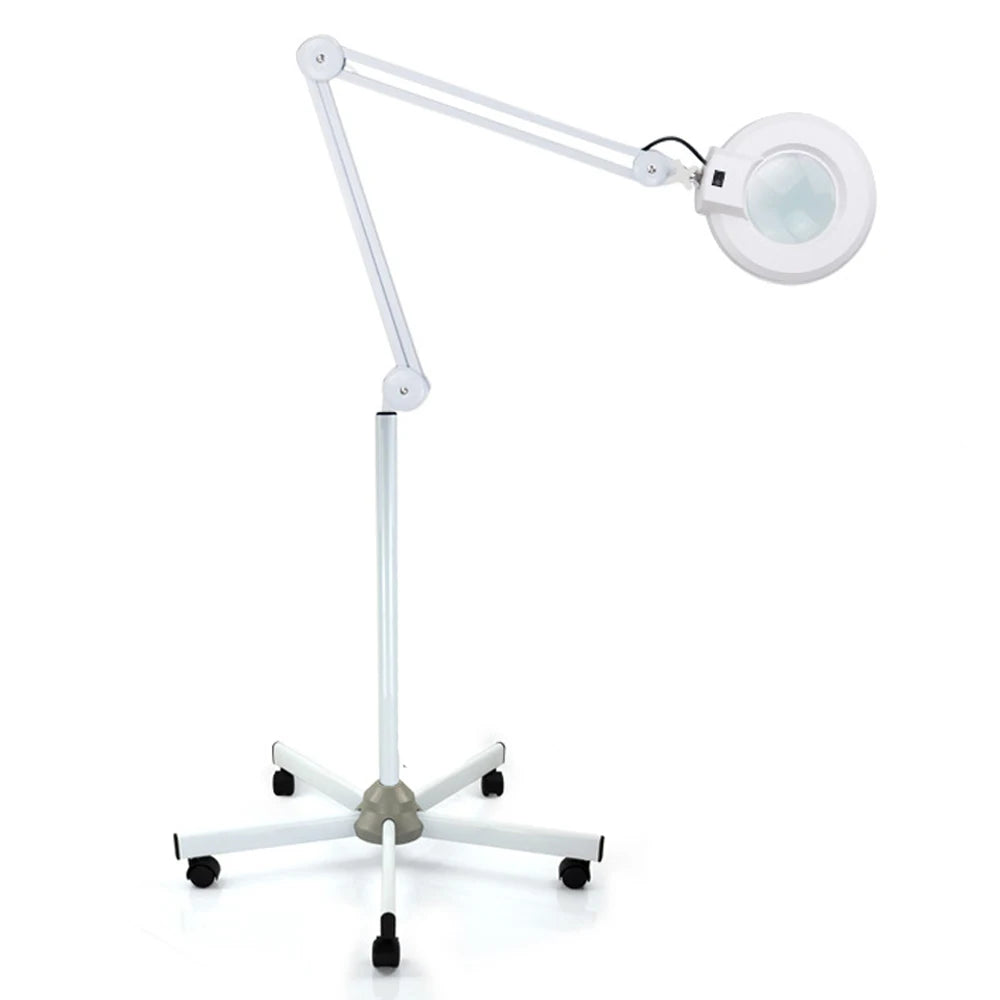 Lampe Loupe 5x sur Pied à Roulettes avec LED 22W – Grossissement pour Basse Vision