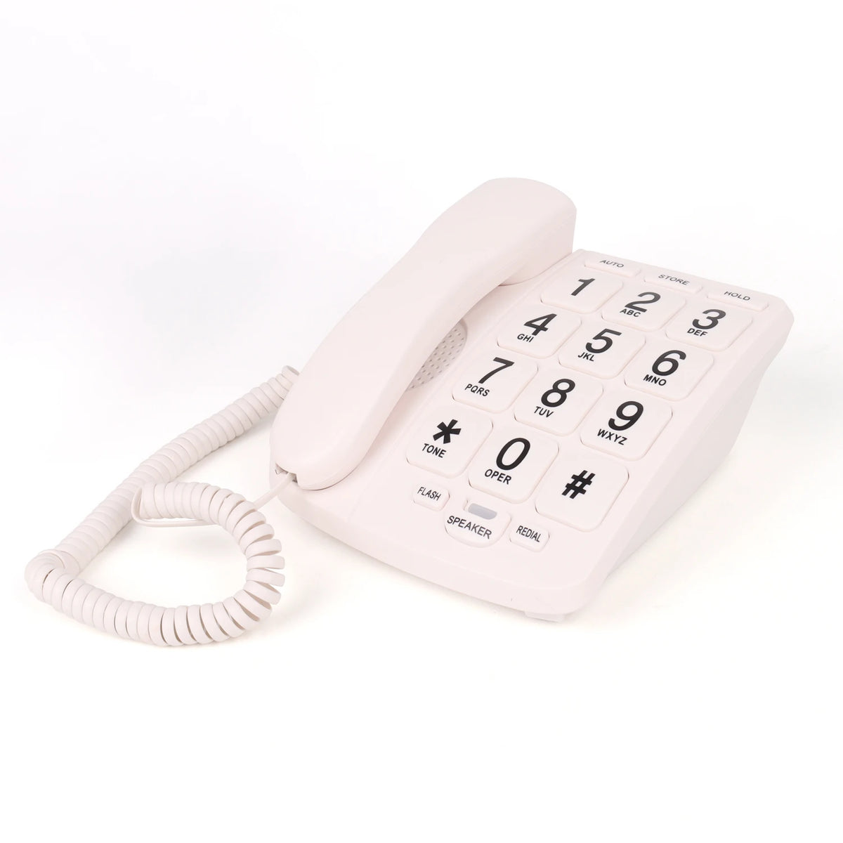 Téléphone fixe senior mains libres blanc à grosses touches
