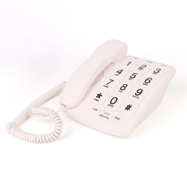 Téléphone fixe senior mains libres blanc à grosses touches