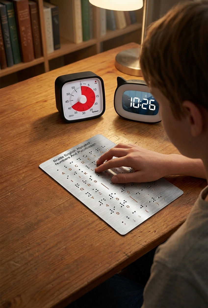 Tableau d’apprentissage braille en métal