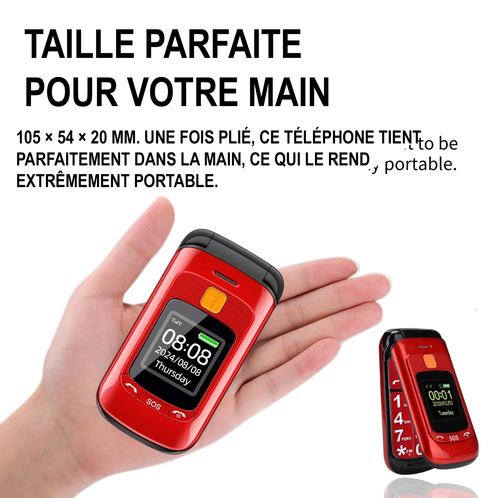 Téléhone Portable à Grandes Touches pour Seniors et Malvoyants